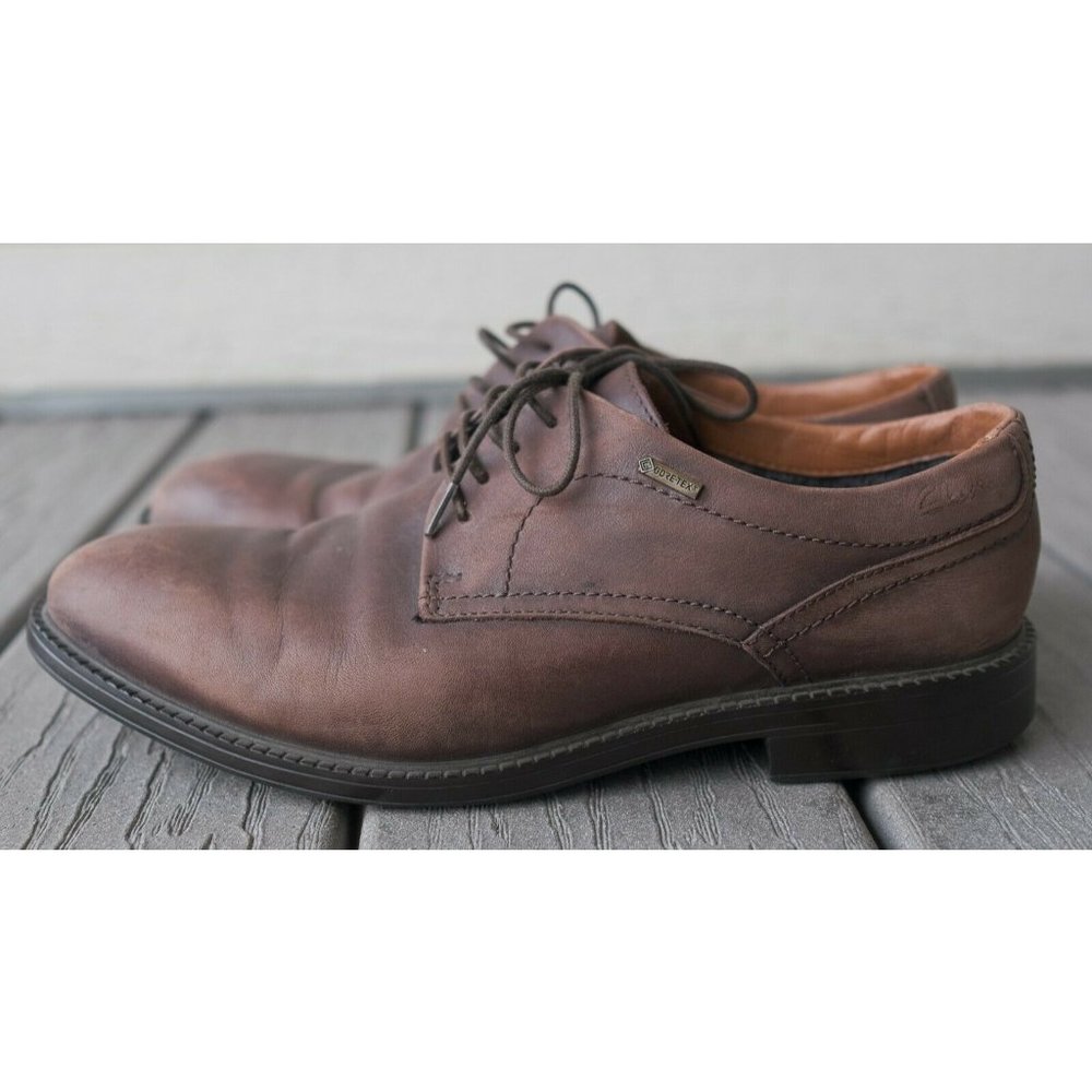 Clarks Gore Tex Lace Up Dress Shoes Mens Size 8 Brown
